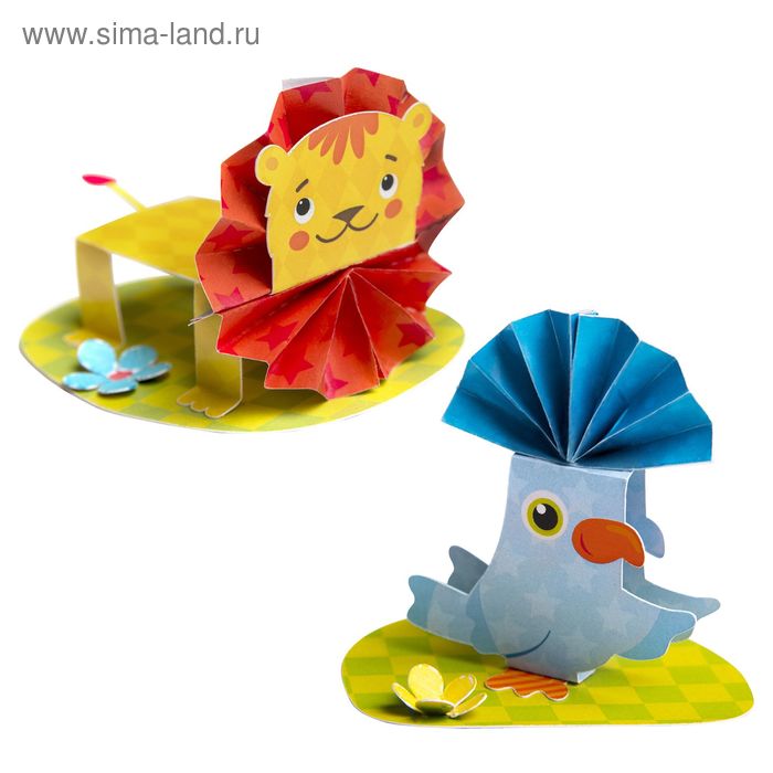 Аппликация-обучалка "Лев и попугай" для самых маленьких + липкая лента - Фото 1