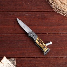 Нож складной полуавтоматический "Пескарь", клинок 6см, с фонариком, слон. кость