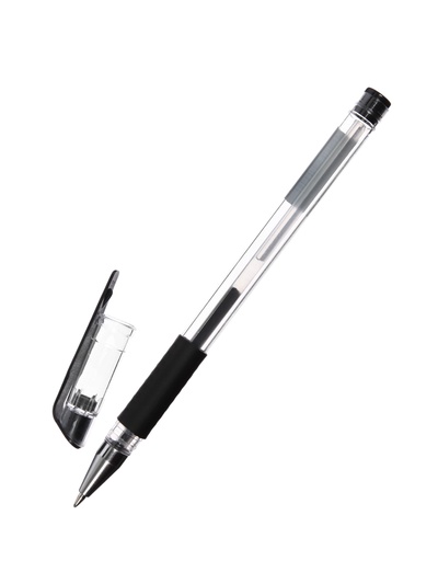 Ручка гелевая LANCER, чёрный стержень, узел 0.5 мм, резиновый упор