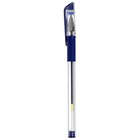 Ручка гелевая, 0.5 мм, стержень синий, прозрачный корпус, с резиновым держателем - Фото 2