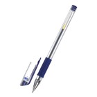 Ручка гелевая, 0.5 мм, стержень синий, прозрачный корпус, с резиновым держателем - Фото 3