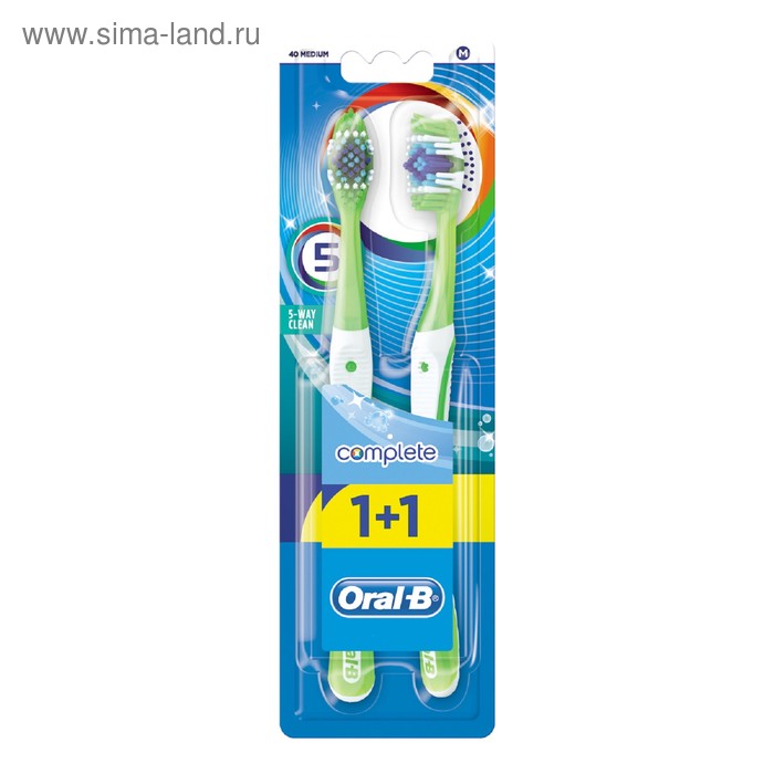 Зубная щетка Oral-B "Комплекс" пятисторонняя чистка , 40 средней жесткости 1+1 МИКС - Фото 1