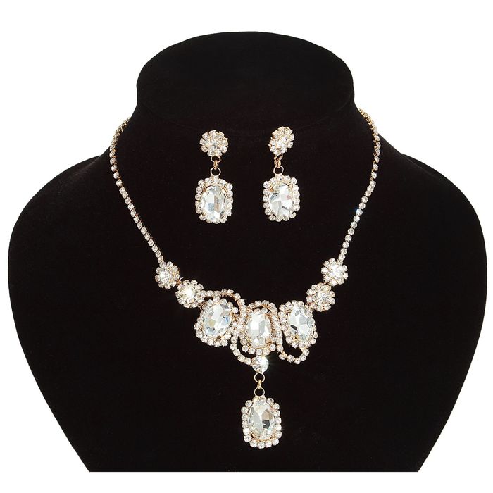 Набор 2 предмета: серьги, колье, слезинки, белый - Фото 1