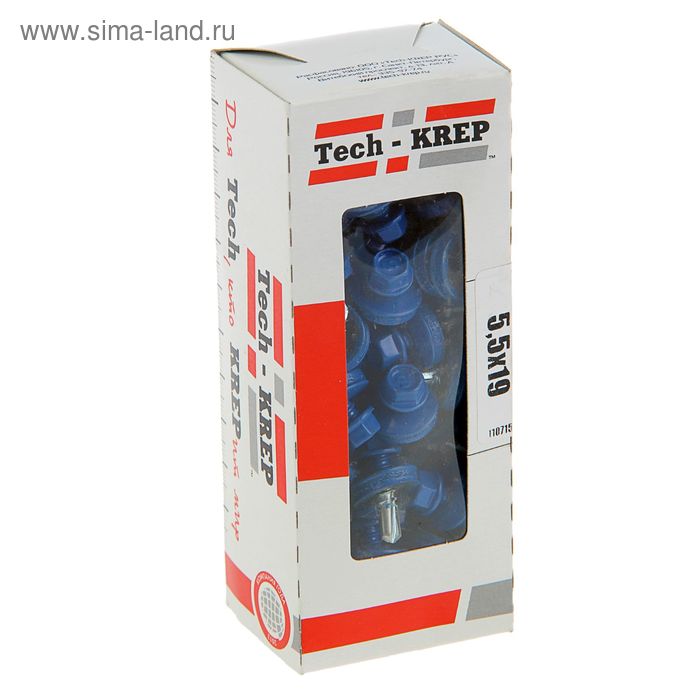 Саморезы кровельные TECH-KREP, 5.5х19 мм, сверло, ярко-синий RAL 5005, 60 шт. - Фото 1