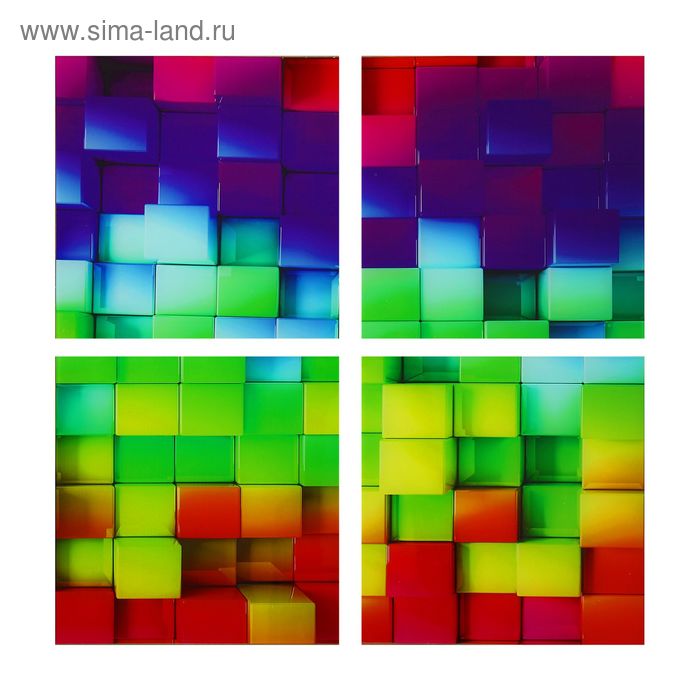 Картина модульная на стекле "Цветные кубики" 4шт. -28х28 см;     56х56см - Фото 1