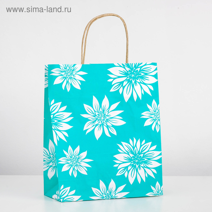 Пакет крафт "Цветы кувшинка", 25 х 11 х 32 см - Фото 1