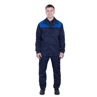 Костюм «Дамаск», куртка+брюки, хлопок/полиэфир, размер 60-62, рост 170-176 см, цвет тёмно-синий/василёк