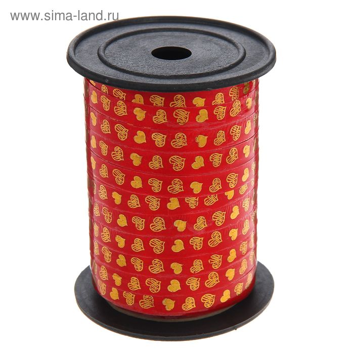 Лента з/полоса (1 см * 100 ярд) "Сердца" Красный - Фото 1