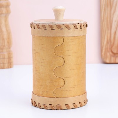 Туес «Медведь», 8×8×12, береста