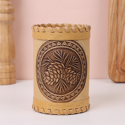 Туес «Шишки», 8×8×10 см, береста