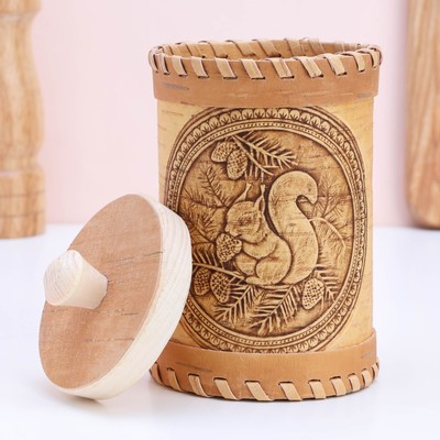 Туес «Белки», 8×8×14 см, береста