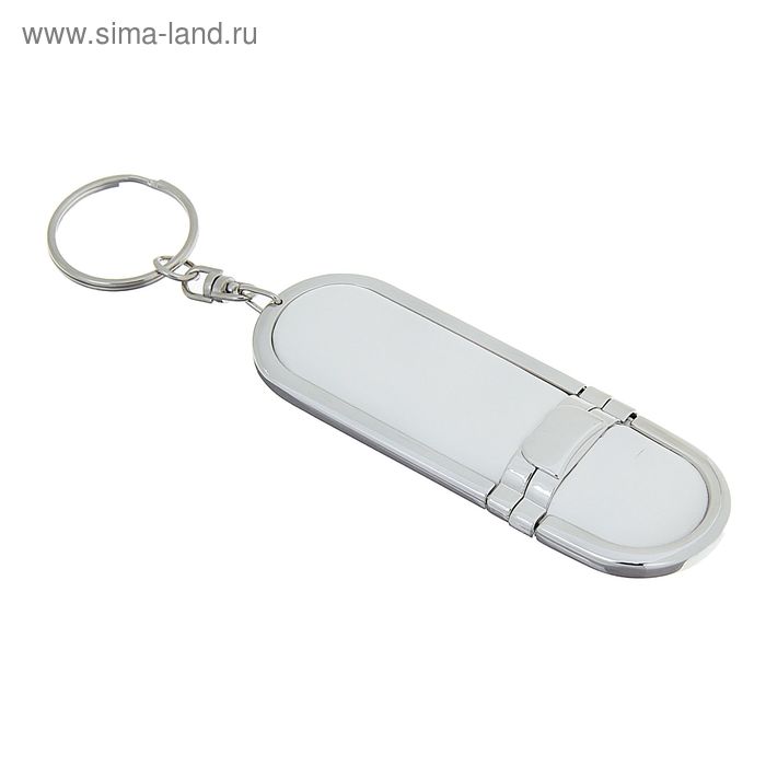 Флешка, 8 Гб, USB2.0, металл, под лазерную гравировку/тампопечать, белая кожа - Фото 1