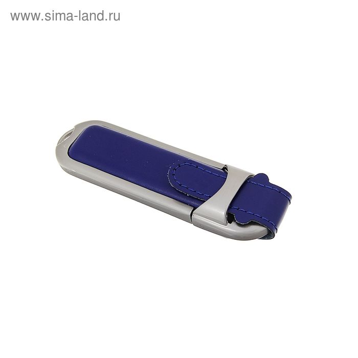 Флешка, 8 Гб, USB2.0, алюминий, под лазерная гравировку/тампопечать, синяя кожа - Фото 1