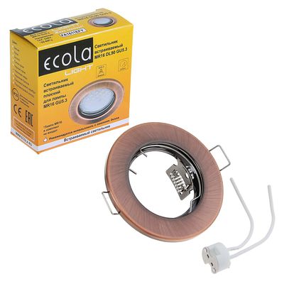 Светильник встраиваемый Ecola DL90, GU5.3, MR16, плоский, 30x80 мм, цвет чёрная медь