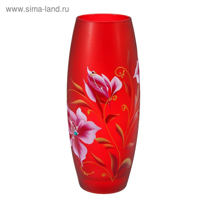 Ваза Flora "Цветущая ветка со стразами" рубин 26см - Фото 1