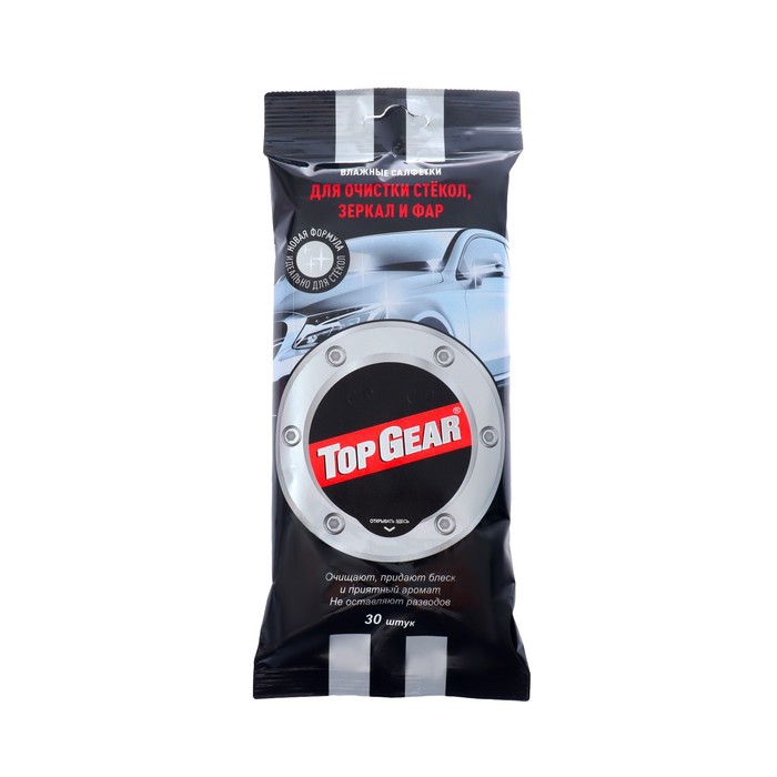 Влажные салфетки Top Gear, для стёкол, 30 шт. - Фото 1