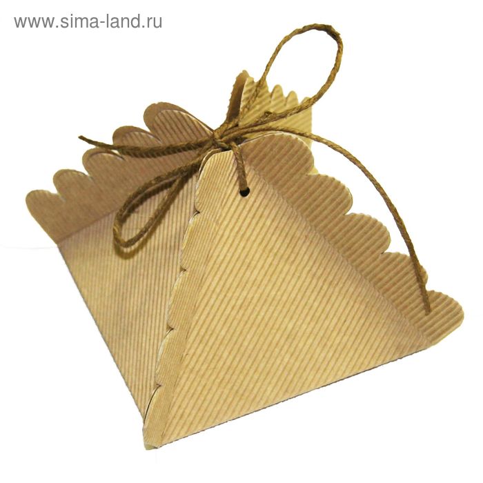 Коробка крафт из рифленого картона, пирамидка 10,5 х 10,5 х 9 см - Фото 1