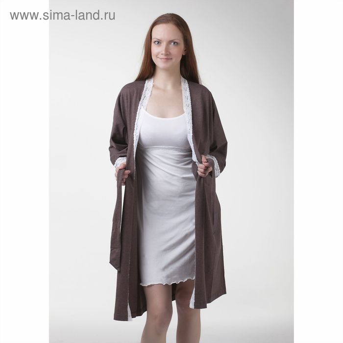 Комплект женский (сорочка+халат), цвет коричневый, размер 48 - Фото 1