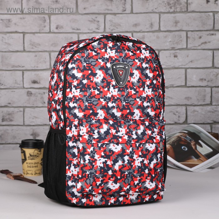 Рюкзак молодёжный, отдел на молнии, наружный карман, 2 боковых кармана, цвет красный/чёрный - Фото 1