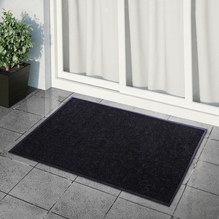 Коврик придверный влаговпитывающий, ребристый, «Стандарт», 90×120 см, чёрный - Фото 1
