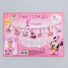 Гирлянда на ленте «Мне 1 год», с 6 карточками для фото, Минни Маус - Фото 5