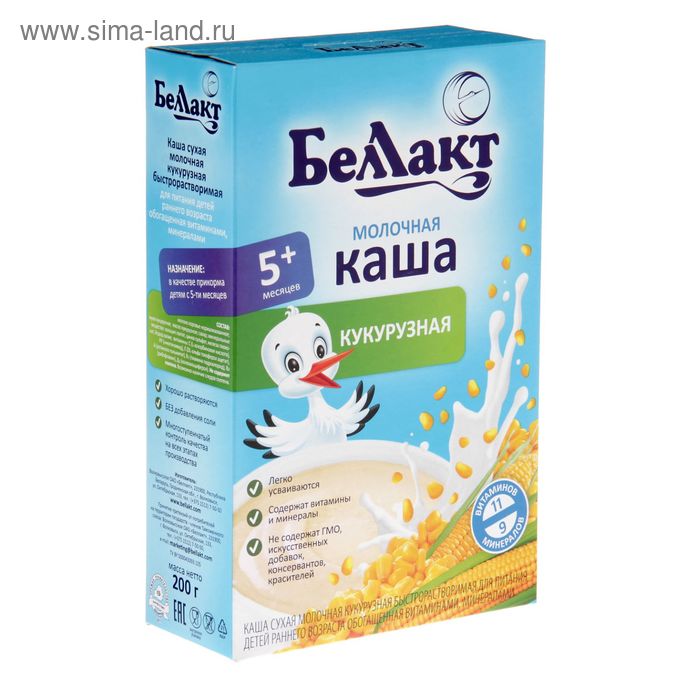 Каша "Беллакт", молочная, кукурузная, с 5 месяцев, 200 г - Фото 1