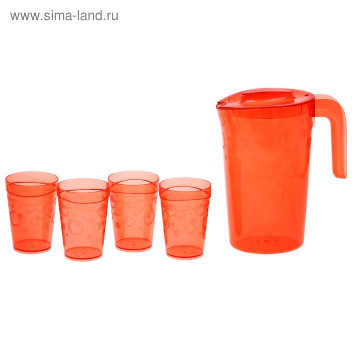 Набор питьевой «Люмици», 5 предметов: Кувшин 1,8 л; 4 стакана 300 мл, цвет красный - Фото 1