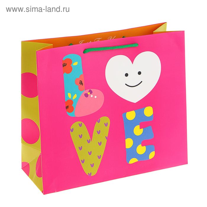 Пакет подарочный "Любовь", розовый 20х20х8 см - Фото 1