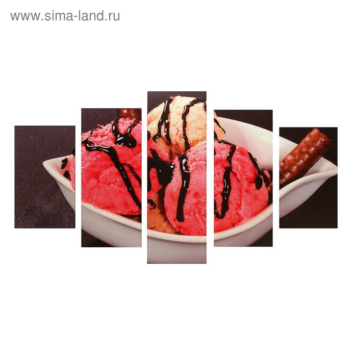 Картина модульная на подрамнике "Мороженое"   2-43х25, 2-58х25, 1-72х25 см, 75х135см - Фото 1