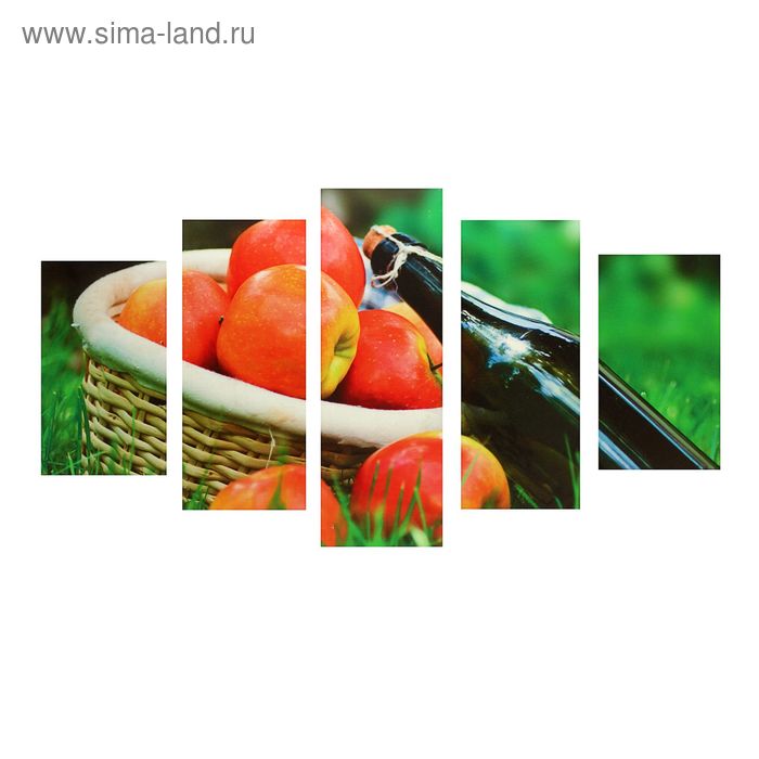 Картина модульная на подрамнике "Корзина с яблоками" 2-43х25, 2-58х25, 1-72х25, 75х135см - Фото 1