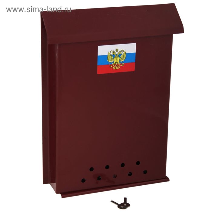 Ящик почтовый «Почта», вертикальный, с замком-щеколдой, бордовый - Фото 1