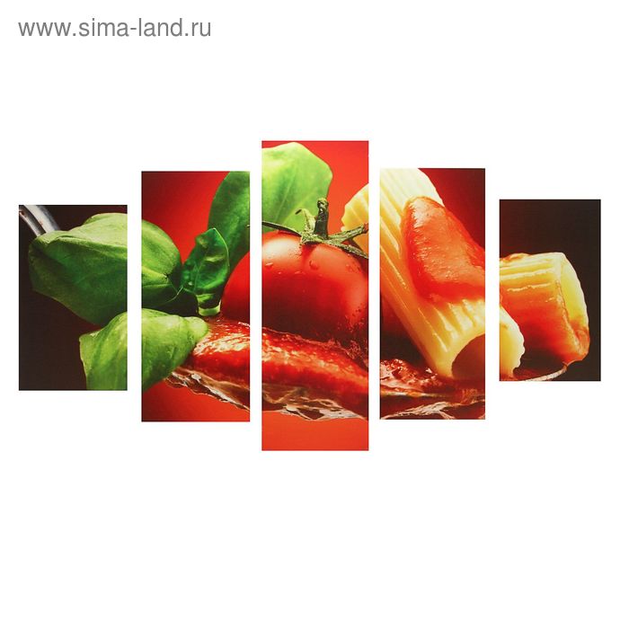 Картина модульная на подрамнике "Макароны с томатом" 2-43х25,2-58х25,1-72х25, 75х135см - Фото 1