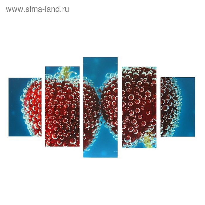 Картина модульная на подрамнике "Вишня" 2-43х25, 2-58х25, 1-72х25 см, 75х135см - Фото 1