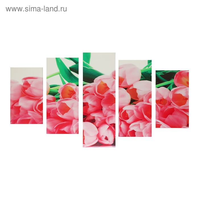Картина модульная на подрамнике "Тюльпаны"   2-43х25, 2-58х25, 1-72х25 см, 75х135см - Фото 1