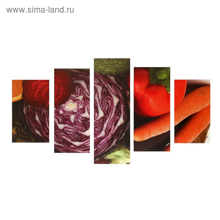 Картина модульная на подрамнике "Овощи"   2-43х25, 2-58х25, 1-72х25 см, 75х135см - Фото 1