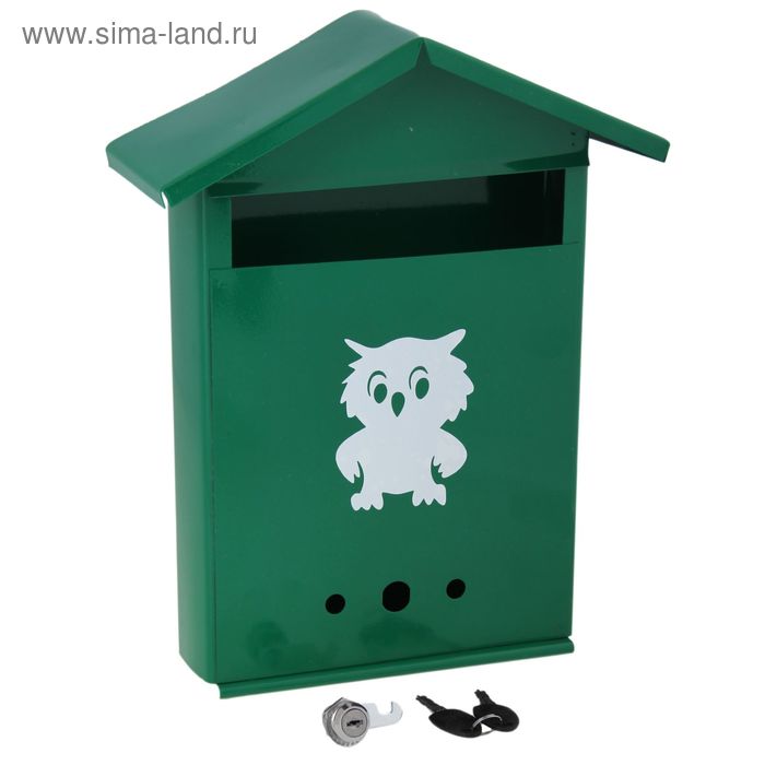 Ящик почтовый «Домик», вертикальный, с замком, зелёный - Фото 1
