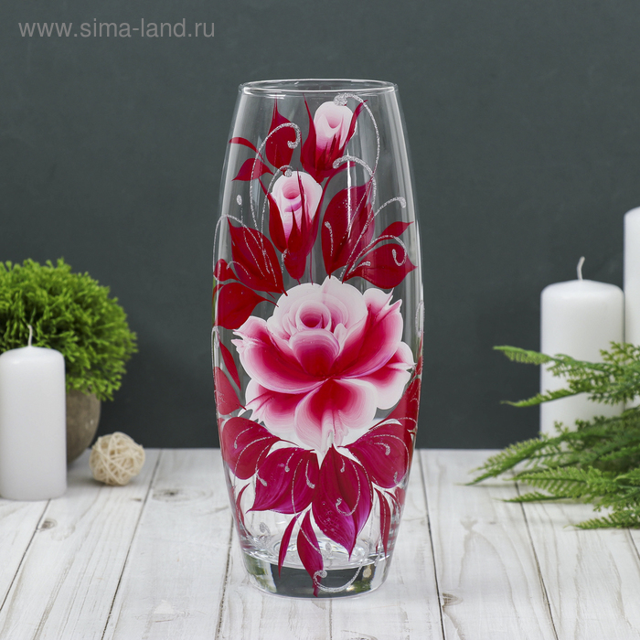 Ваза  Flora "Розовый букет" d-7,5см 10х26см  МИКС - Фото 1