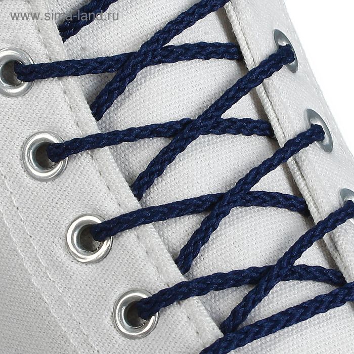 Шнурки для обуви круглые, d=4мм, 70см, цвет тёмно-синий - Фото 1