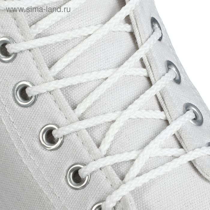 Шнурки для обуви круглые, d=4мм, 70см, цвет белый - Фото 1