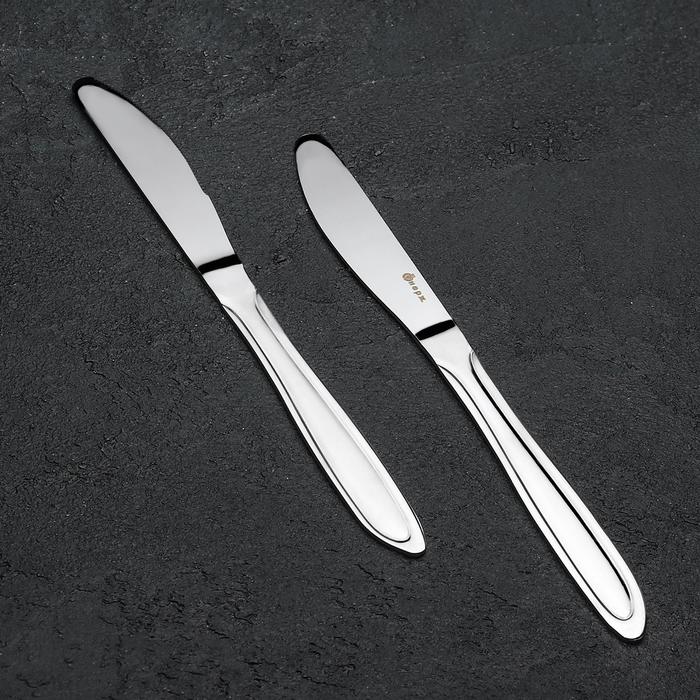 Нож столовый «Вираж», длина=20 см, толщина=2 мм, цвет серебряный - Фото 1