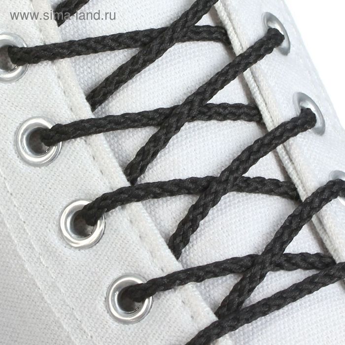 Шнурки для обуви круглые, d=4мм, 70см, цвет тёмно-серый - Фото 1