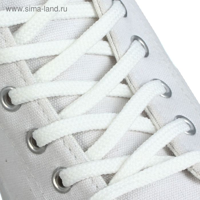 Шнурки для обуви плоские, 6мм, 70см, цвет белый - Фото 1