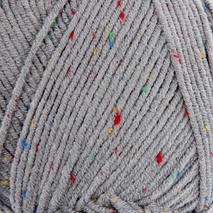 Пряжа "Cotton Gold Tweed" 57% хлопок, 40% акрил, 3% полиэстер 330м/100гр (87 угольно-сер.) - Фото 1