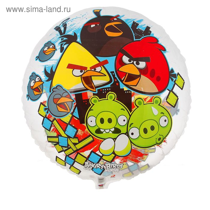 Шар фольгированный 26" Angry Birds, прозрачный, круг - Фото 1