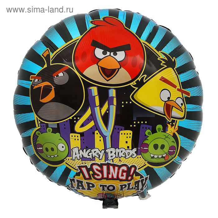 Шар фольгированный Музыкальный Angry Birds P75 28" Круг АГ - Фото 1