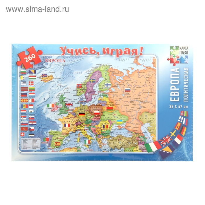 Карта-пазл «Европа политическая», 260 элементов - Фото 1