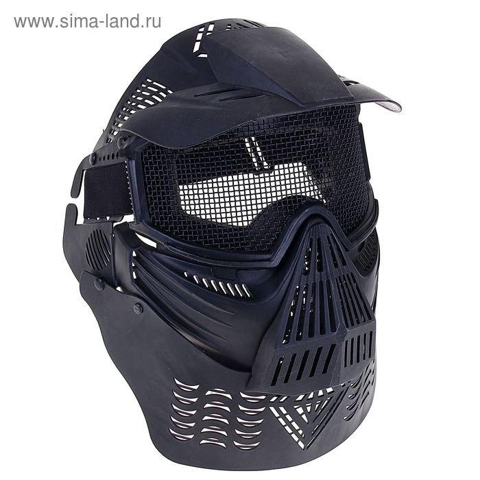 Маска для страйкбола KINGRIN Tactical gear mesh full face mask Include protect neck (Black) MA-08-BK - Фото 1
