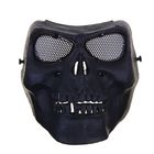 Маска для страйкбола KINGRIN Skull plastic mask V2-Round mesh (Black) MA-22-BK - Фото 2