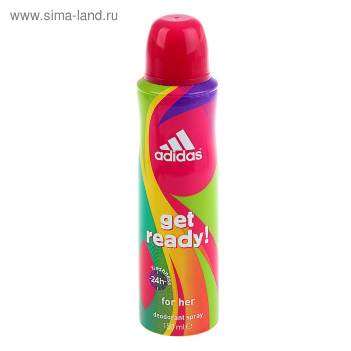 Дезодорант Adidas get ready, женский, аэрозоль, 150 мл - Фото 1