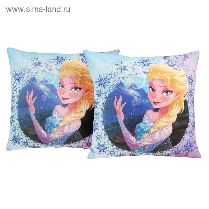 Подушки декоративные "Холодное сердце", 40 х 40 см, 2 шт, хлопок, поплин, холлофайбер, 200 г - Фото 1